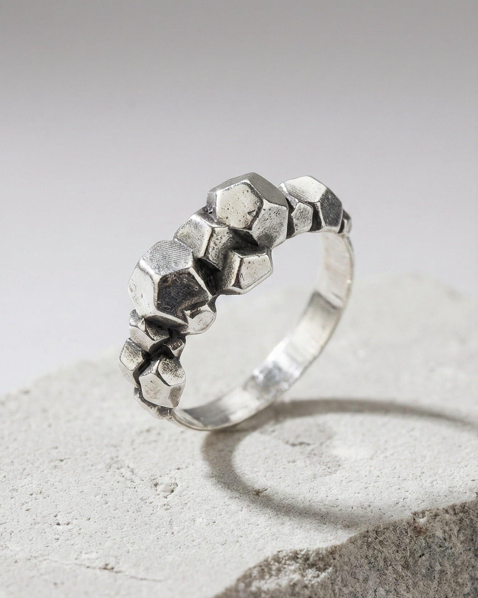 Espigó ring in solid silver, handmade by GALET