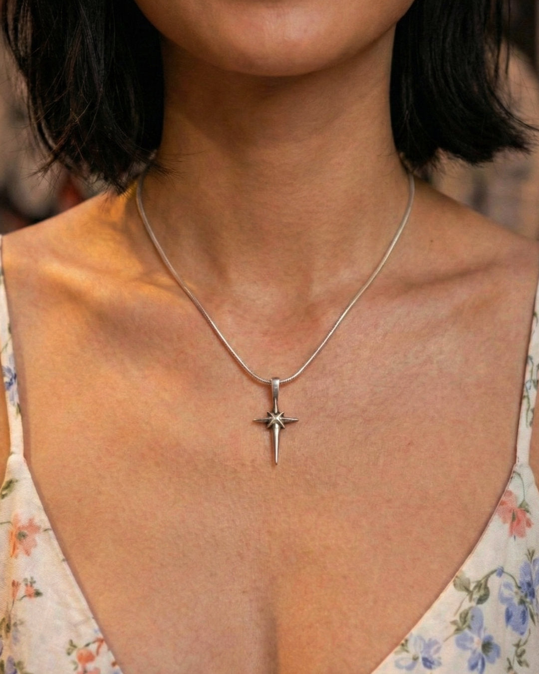 Guspira Cross pendant in solid silver, handmade by GALET